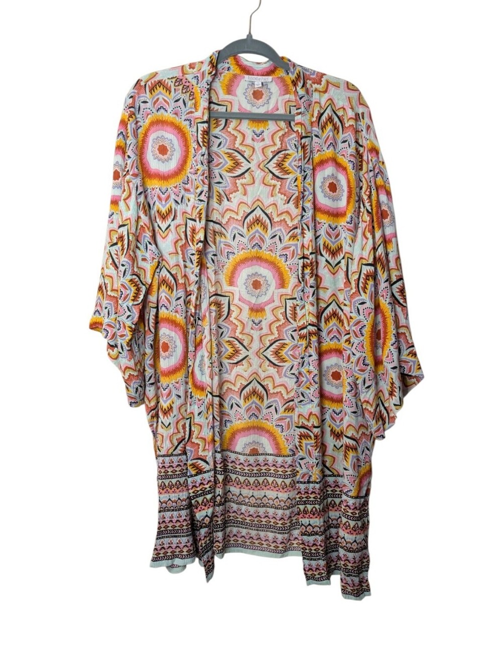 Patrons of Peace Colorful Mandala Kimono Cardigan Boho Festival Open Front Large